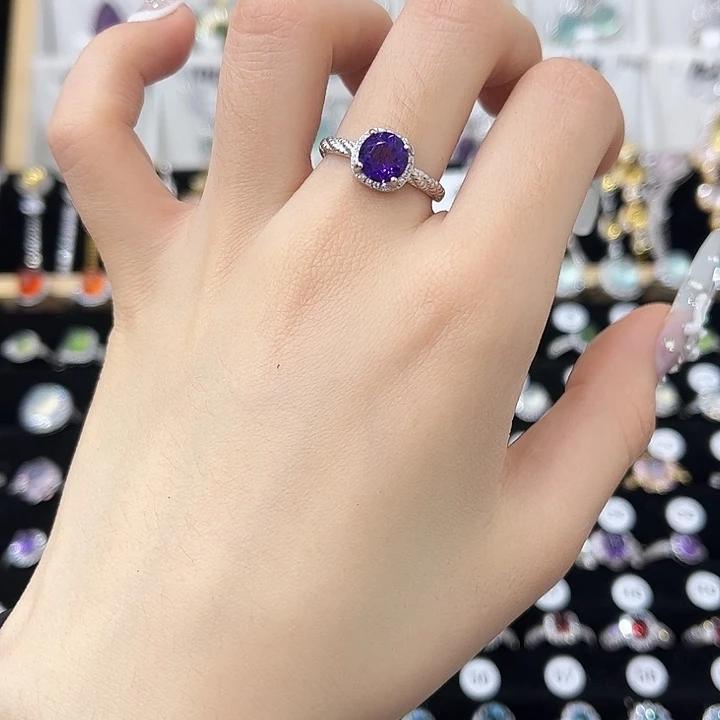 戒指银S925镶嵌紫晶