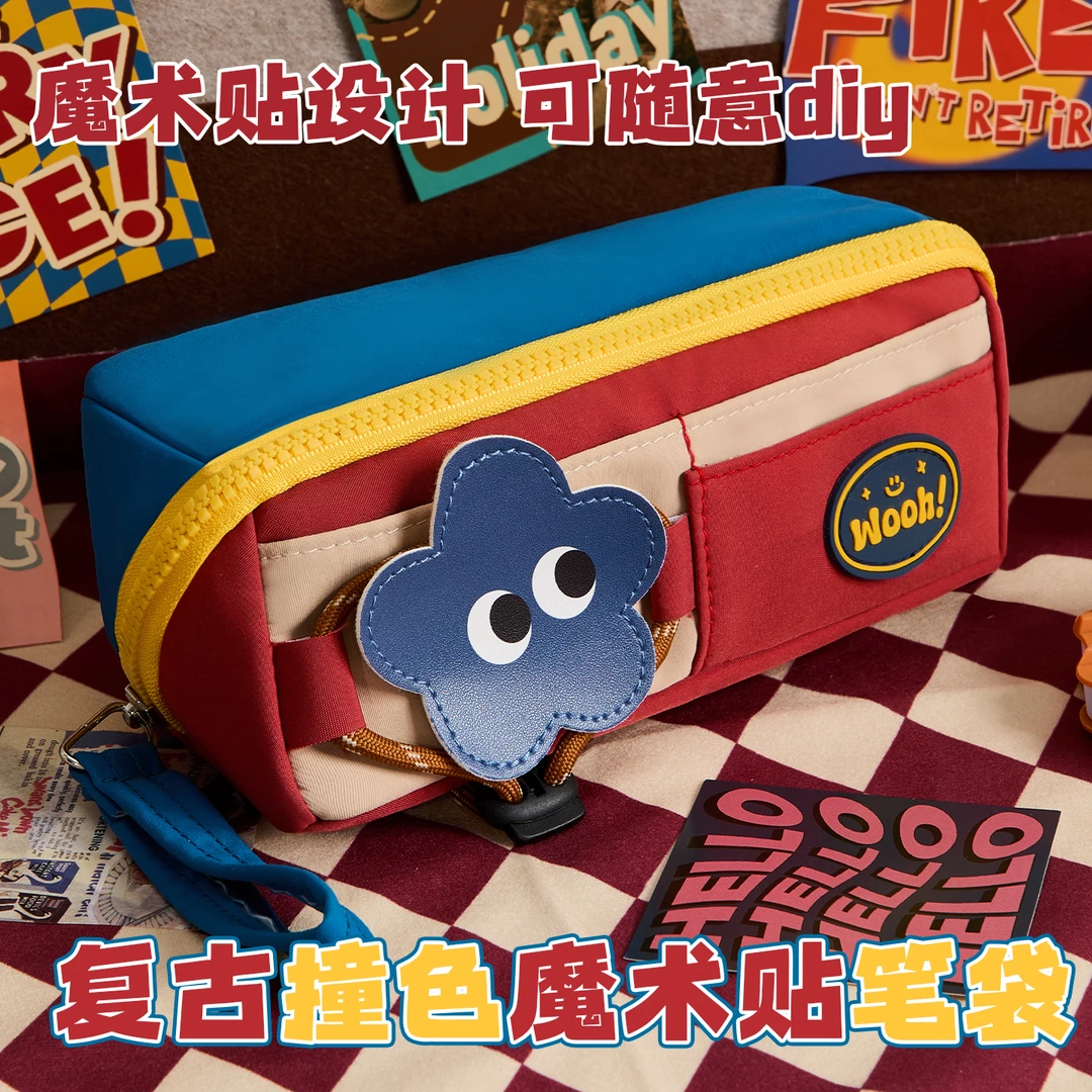 复古撞色笔袋ins风高颜值2025新款文具盒大容量小学生简约铅笔盒