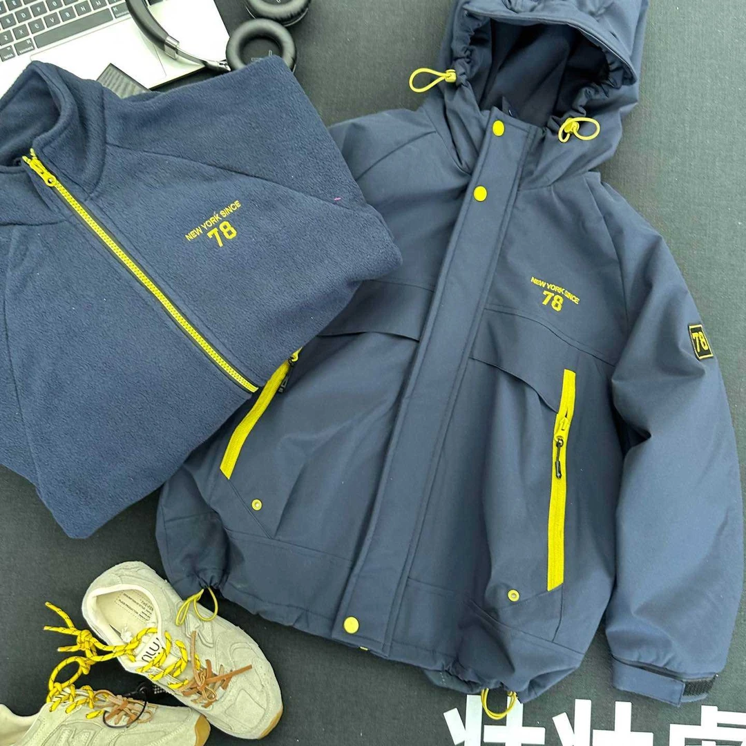 2025秋冬夹棉摇粒绒内胆男女童三合一冲锋户外防风防雨登山