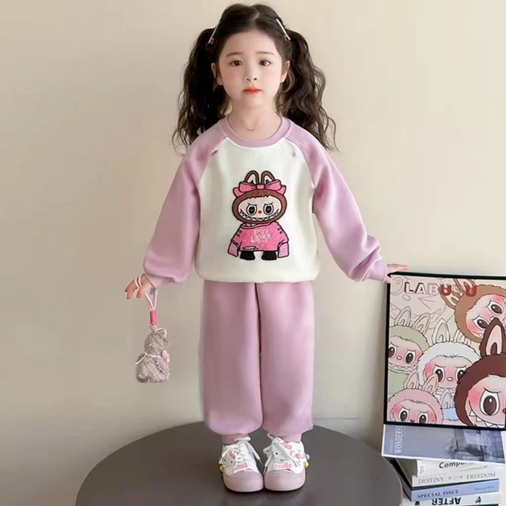 56274拉布布女童套装2025新款儿童卫衣两件套童装宝宝秋款衣服