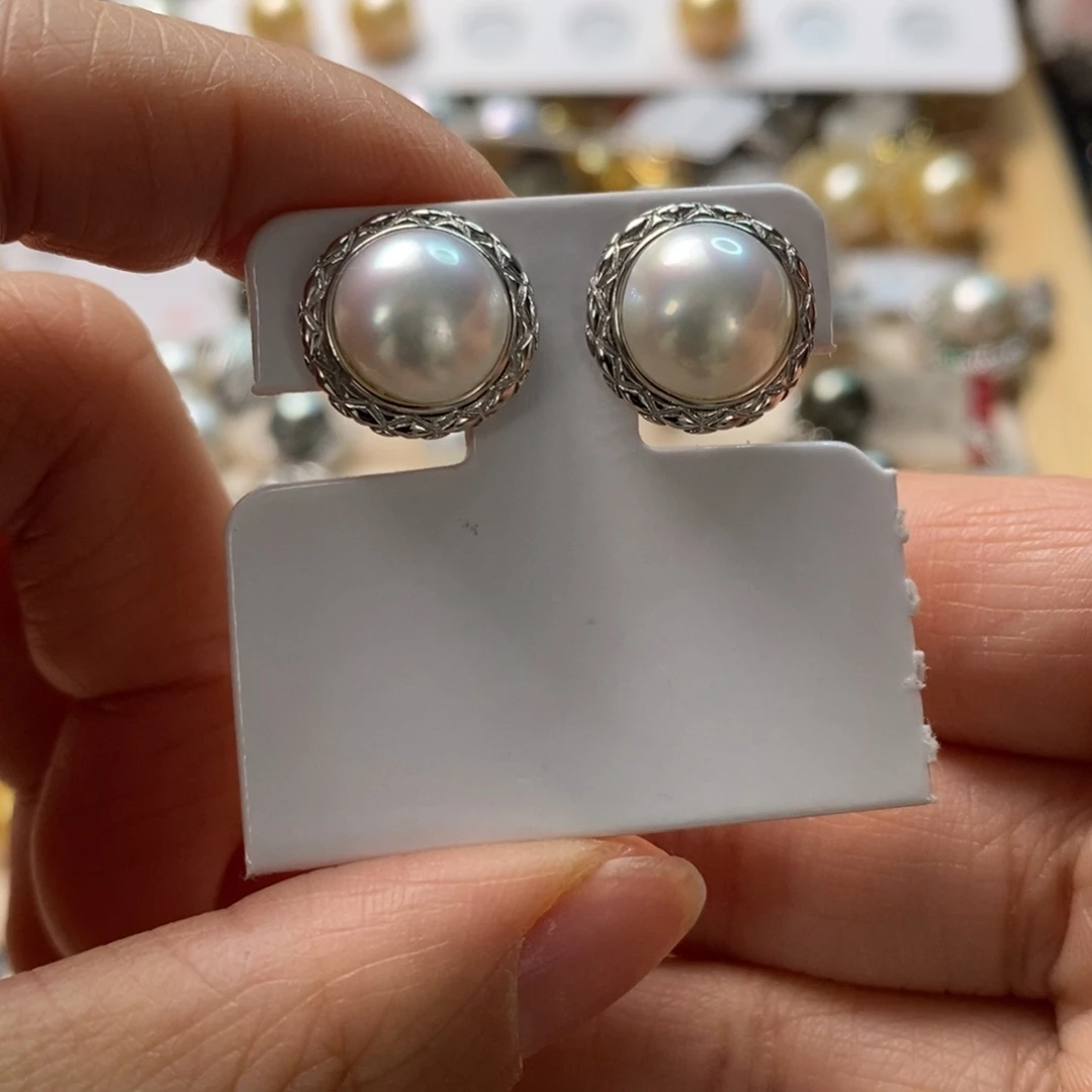 拼合珍珠（马贝珠）耳饰银S925镶嵌