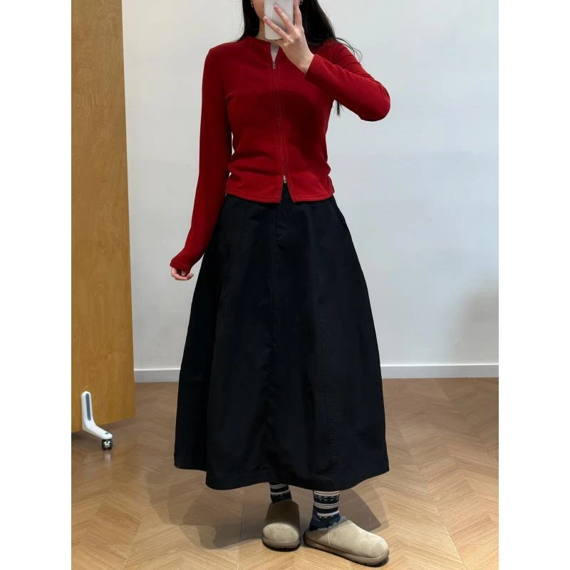 【柳条儿】黑色花苞裙  显瘦遮胯通勤日常穿搭半身裙