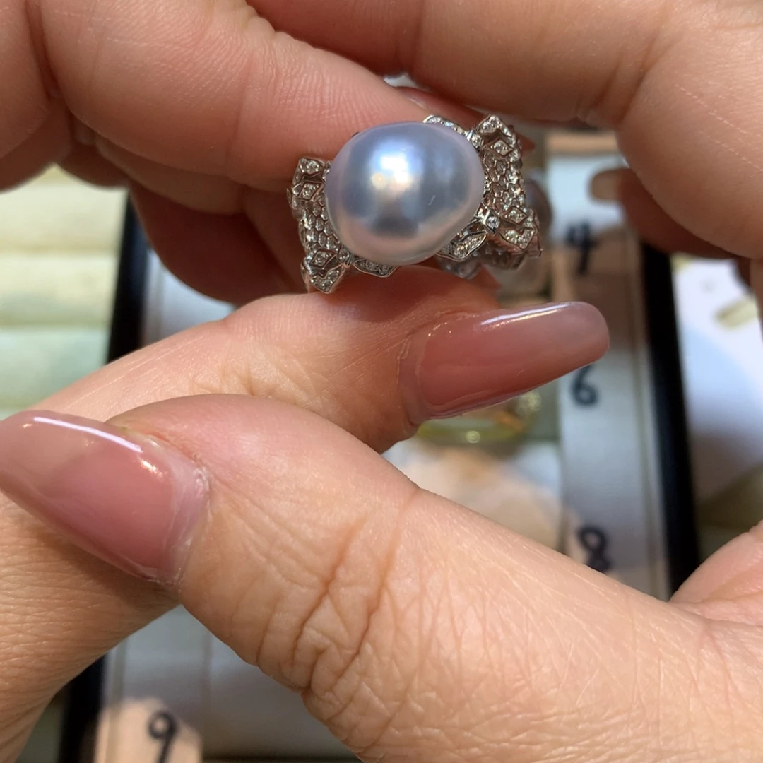 海水珍珠戒指银S925镶嵌