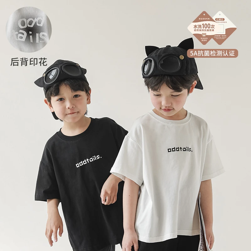 【夏款清】oddtails男童夏季时尚印花T恤新款中大童纯棉短袖QG1654