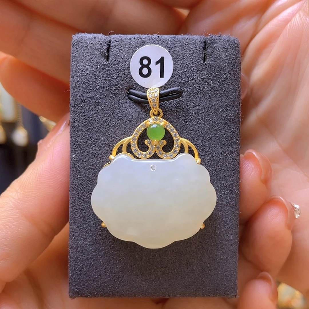 和田玉银S925镀金镶嵌颈饰