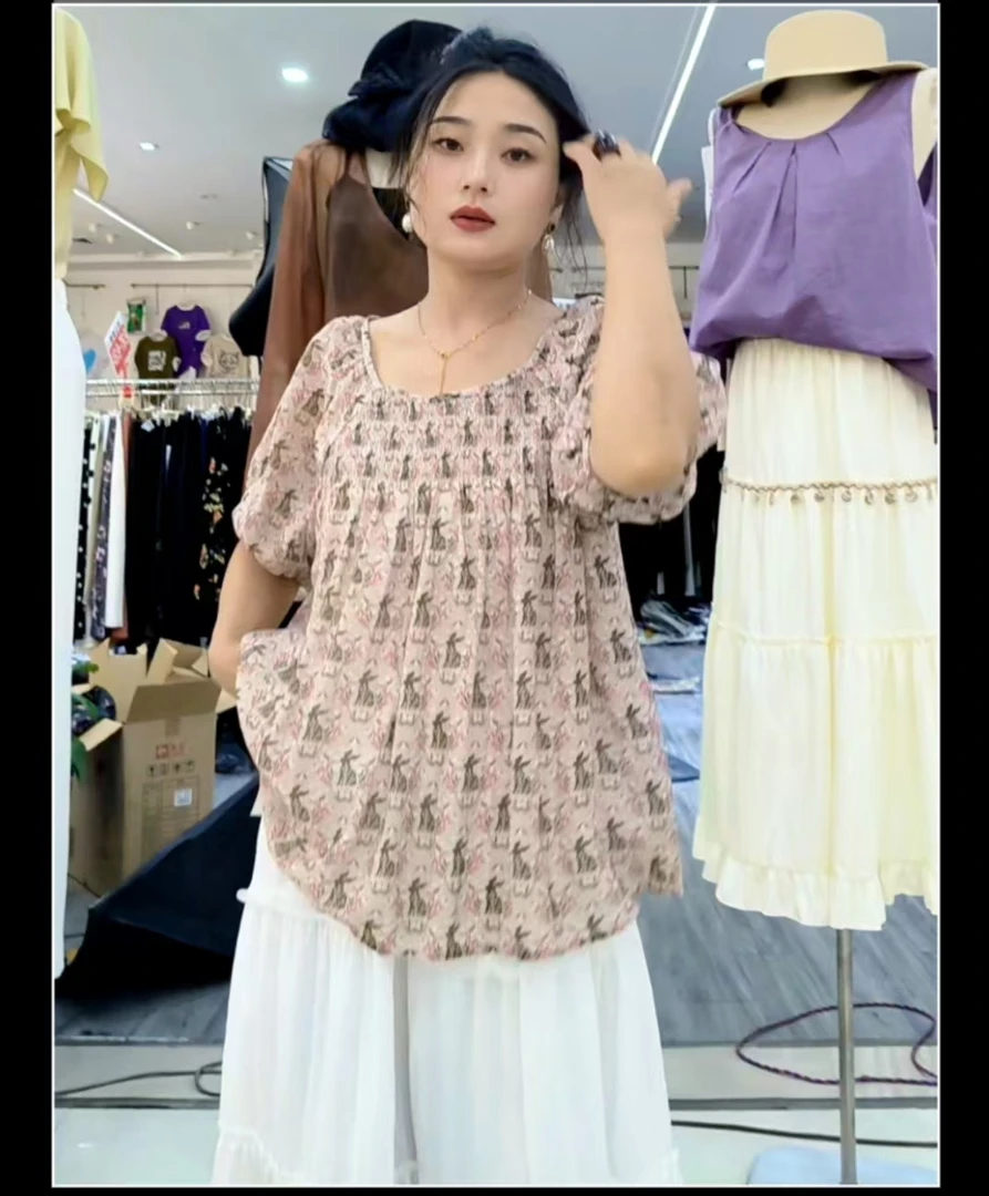 830#夏季新款时尚洋气百搭碎花韩版上衣