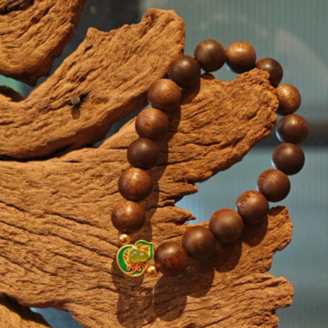 925银木质手链 【君羊珠宝】单圈925银珐琅彩手串