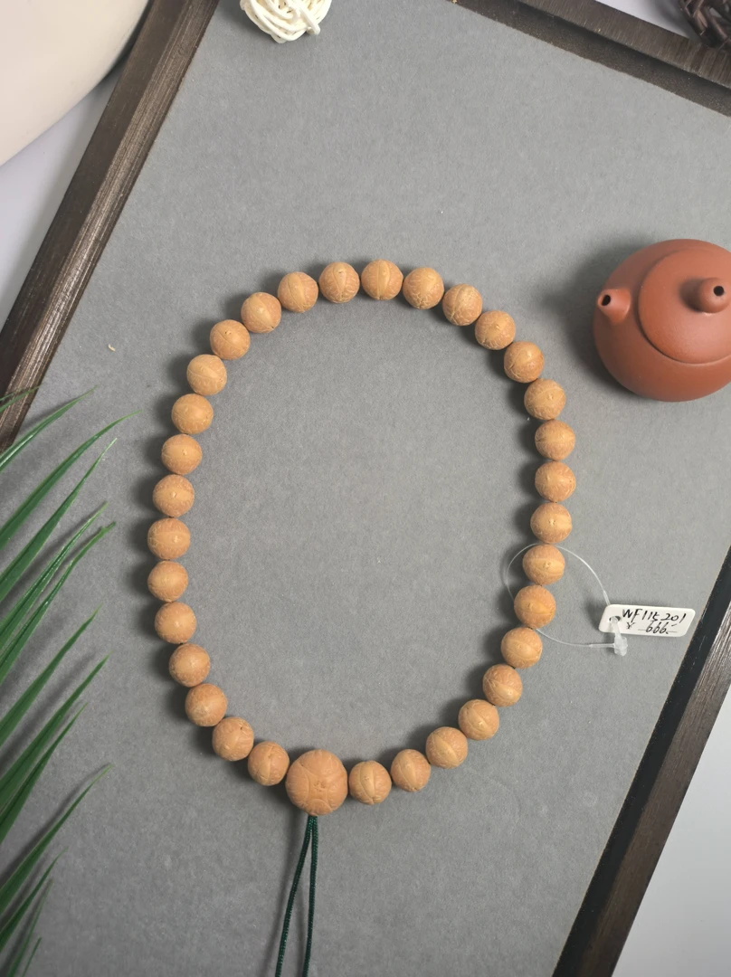 【WF115201】11.5mm尼泊尔凤眼菩提手串32颗配麒麟眼三通文玩手串