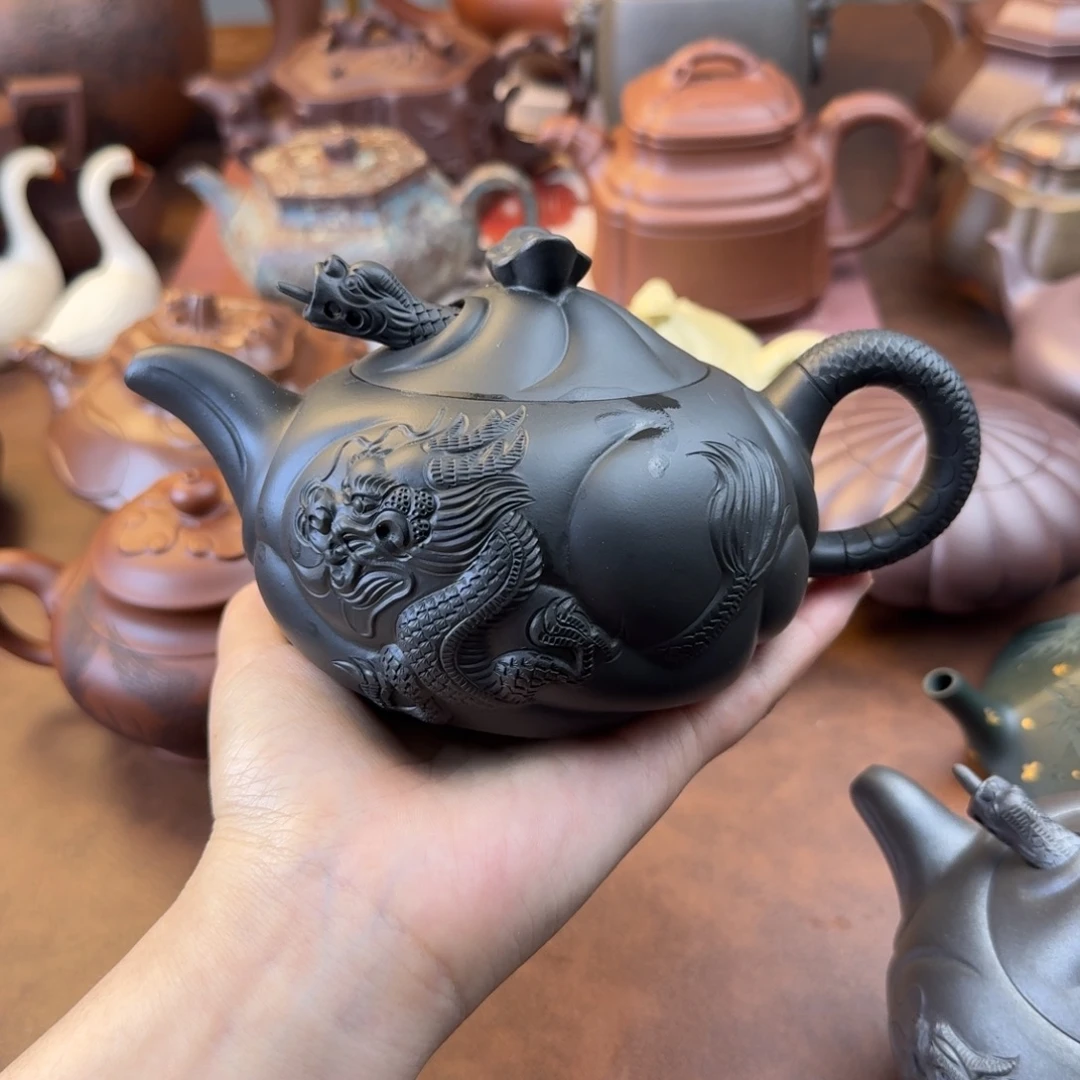 茶壶紫砂紫砂鱼化龙大号