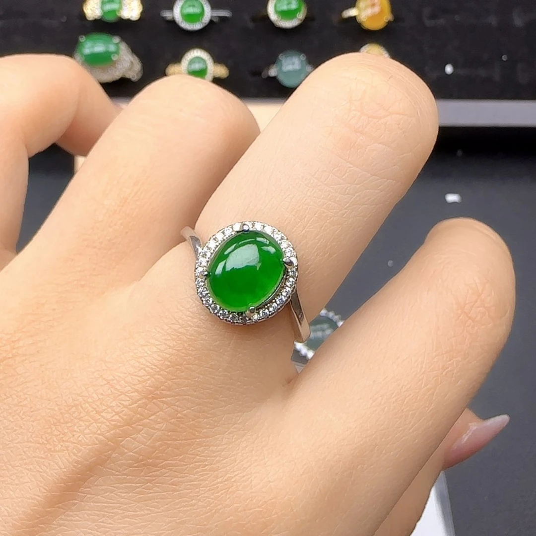 银S925镶嵌戒指翡翠