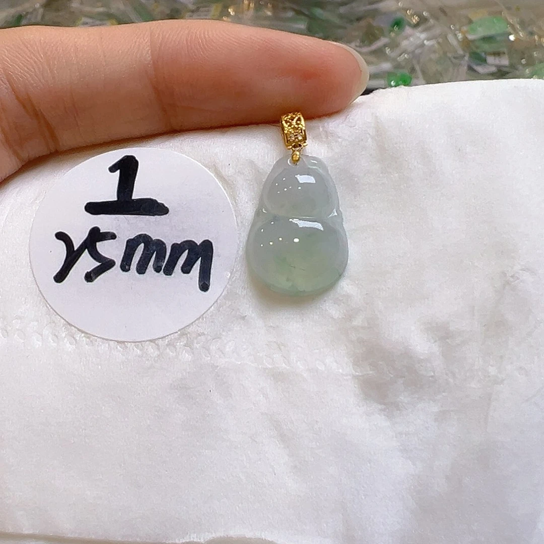 翡翠18K金镶嵌吊坠(不含链)翡翠