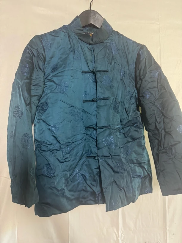 碎花提花立领中式棉袄男长款长袖