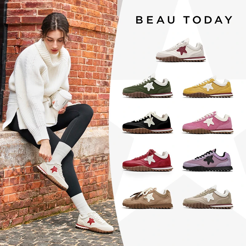 BeauToday【真皮软底】百搭阿甘鞋德训鞋四季款运动鞋健步轻便休闲