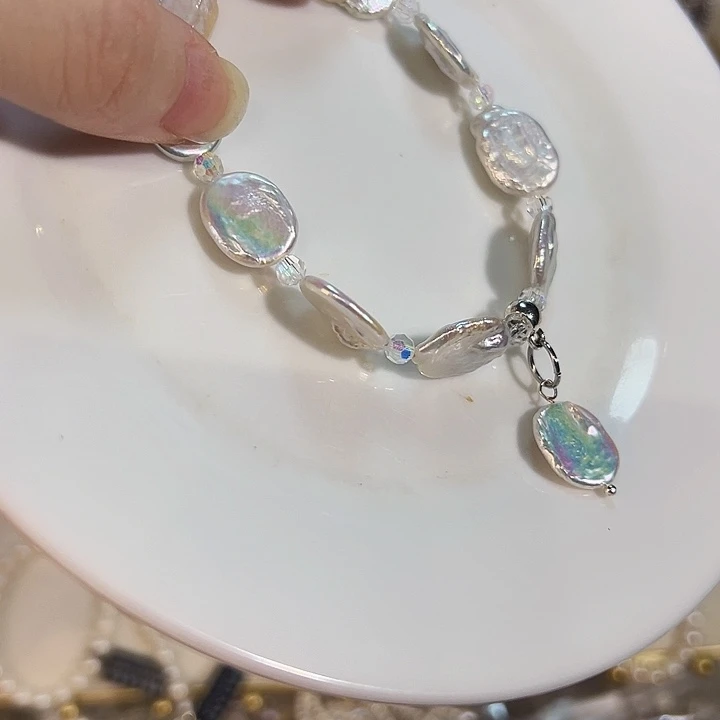 银S925镶嵌淡水珍珠时尚设计款天然淡水珍珠