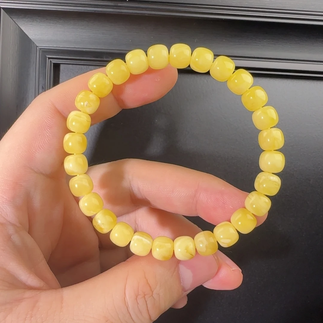琥珀未镶嵌手串浓黄蜜蜡手串