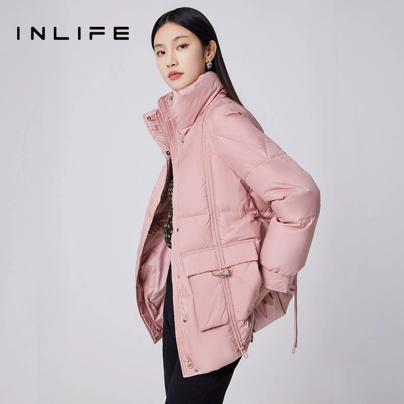 inlife休闲立体百搭短款羽绒服冬加厚鸭绒保暖外套Y21D2Y7170
