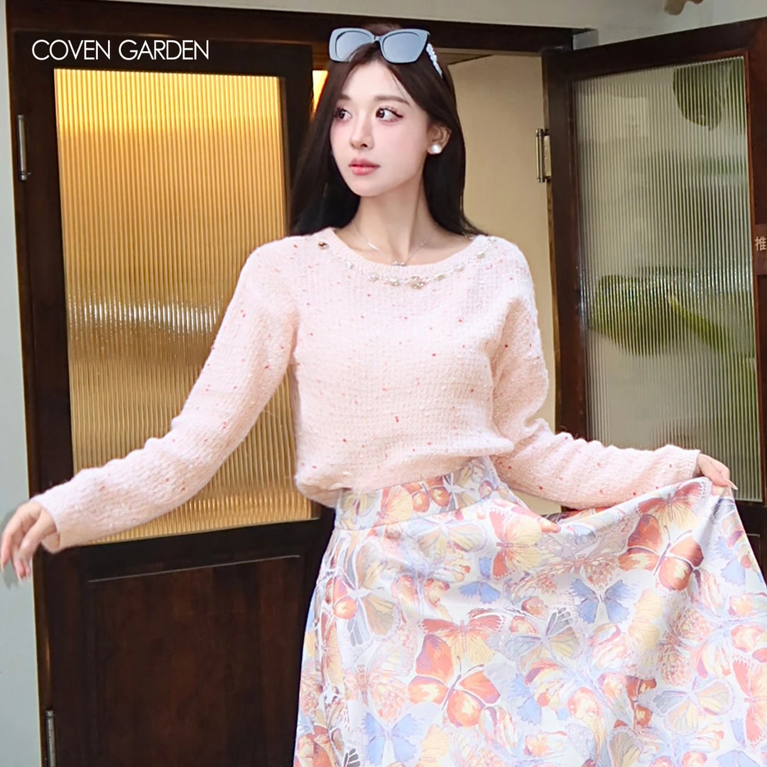 【周周专属】哥文花园粉色温柔毛针织衫女软糯CLA1031050