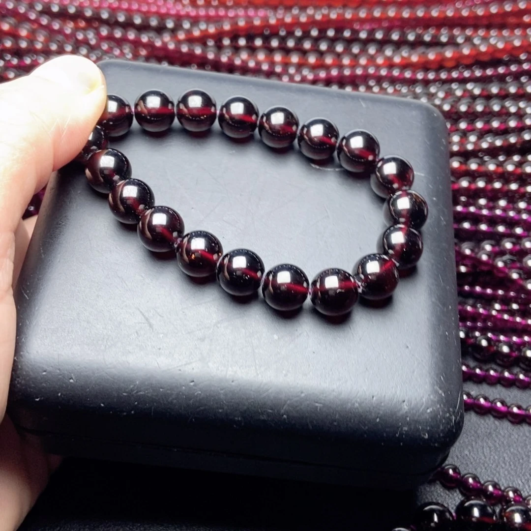 未镶嵌手链石榴石9酒红色高品质