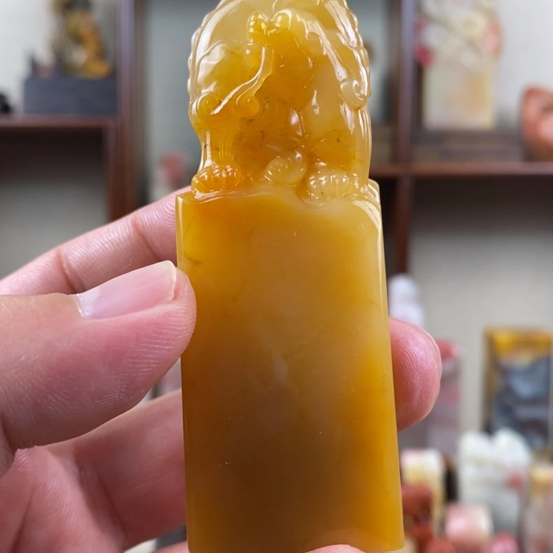 印石巴林石巴林石手工雕古兽钮章