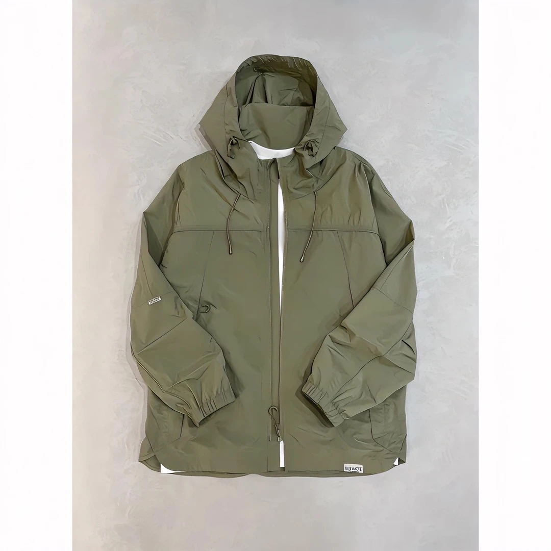 休闲风夏季2025连帽外套时尚爆款男士宽松冲锋衣中长款上衣6282