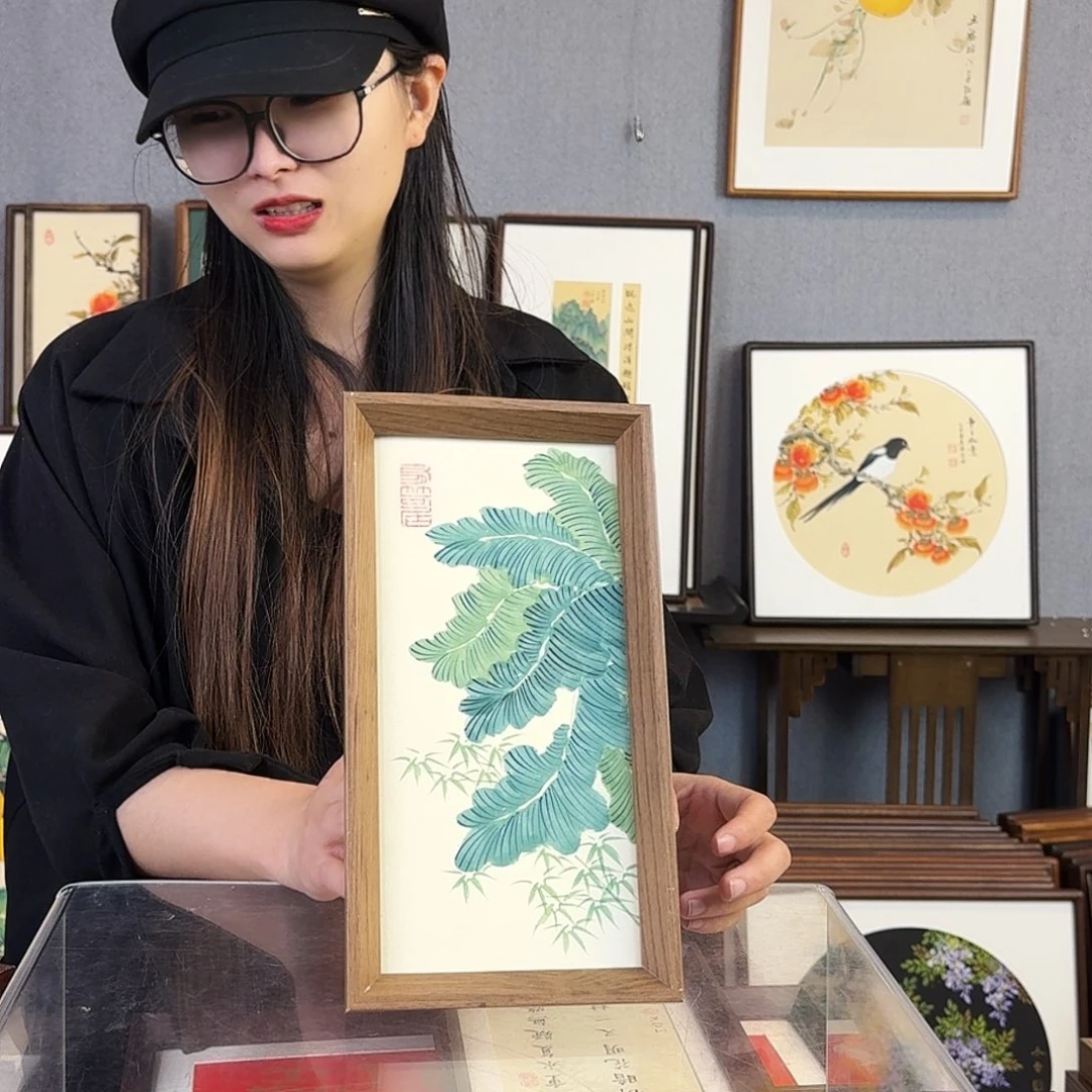 书法手绘带框尺寸：16*29