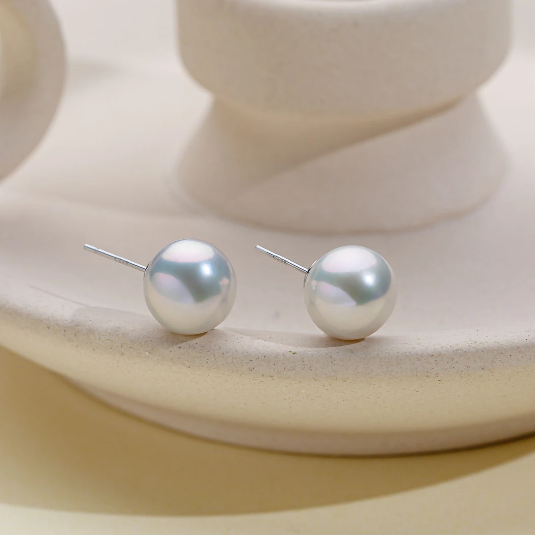 【人手一对】淡水白澜蒂珍珠耳钉10-11mm S925银