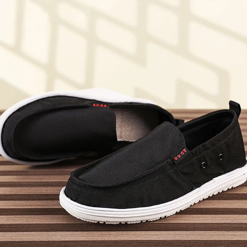 【千层运动底】春夏黑色一脚蹬布鞋百搭帆布夏季透气素面圆头千层底