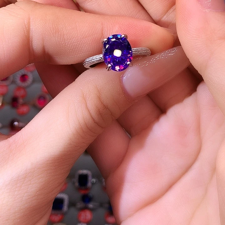 紫晶戒指银S925镶嵌戒指