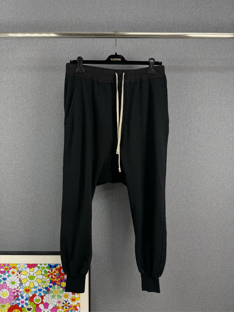 95新 RICKOWENS RICK OWENS RO黑色抽绳束脚裤 长裤 L码 12885