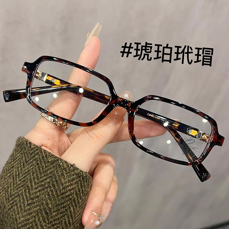 书生范眼镜近视女可配高清有度数复古玳瑁窄方框复古豹纹眼睛镜架
