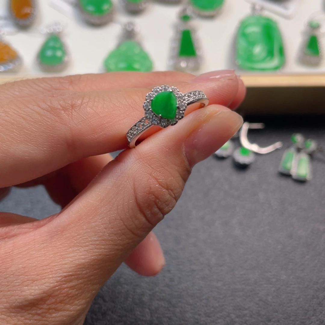 翡翠吊坠(不含链)银S925镶嵌戒指