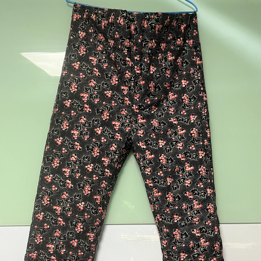 里外纯棉棉花棉裤纯棉斜纹面料印花海棠果内里印花海棠花