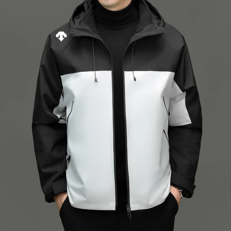 奥莱撤柜迪家秋冬新款男士三合一户外冲锋衣时尚保暖连帽外套潮