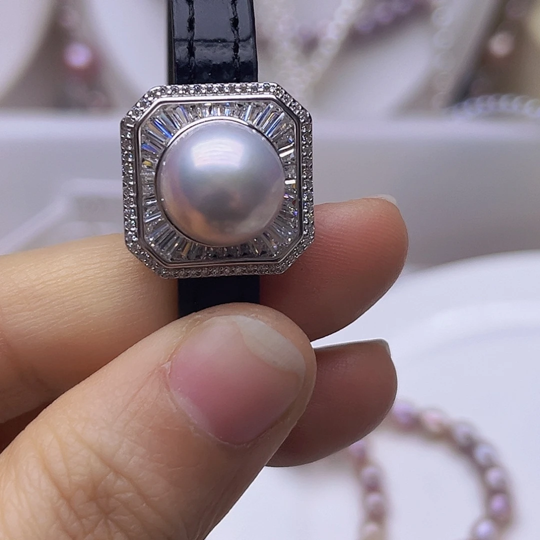 臭***熊吊坠或者耳钉银S925镶嵌淡水珍珠