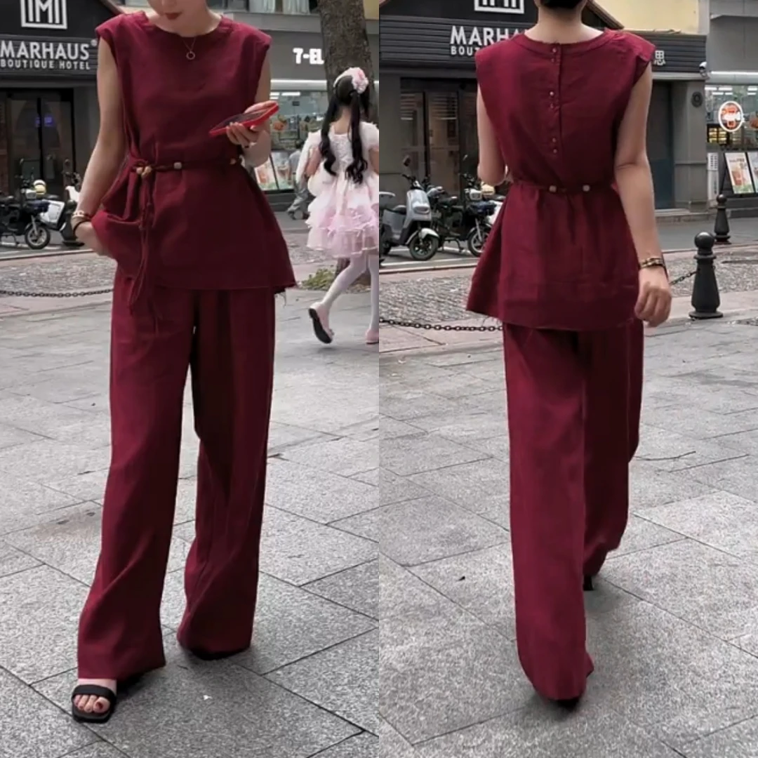 2025夏季新款时尚修身显瘦款女气质网红洋气两件套百搭款G6302