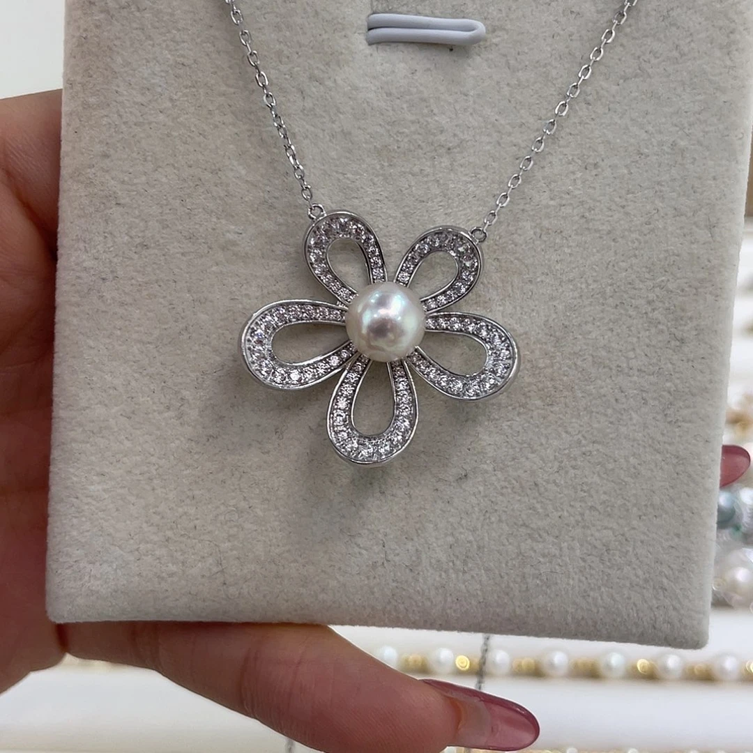 海水珍珠银S925镶嵌颈饰