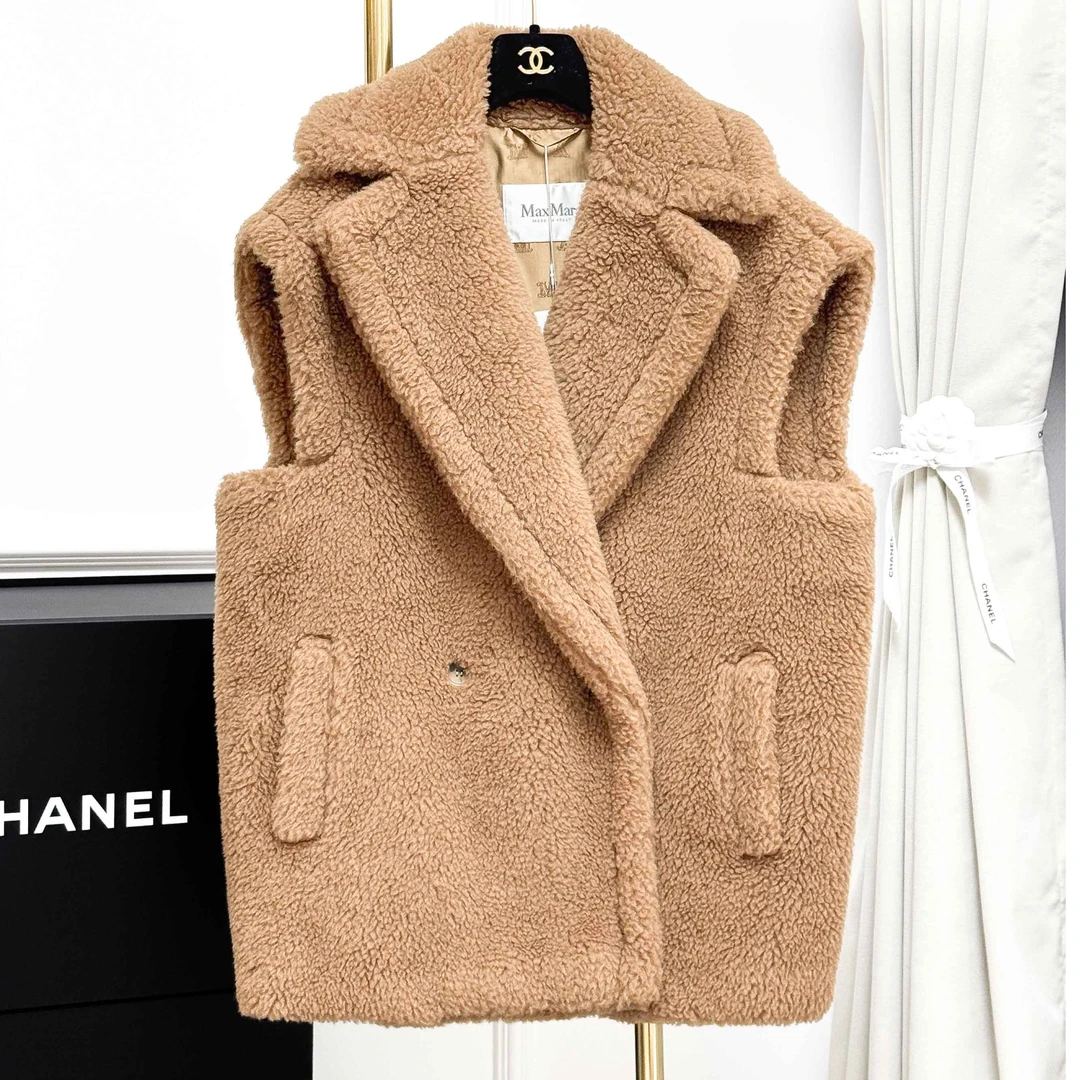 99新 MaxMara S码 棕色 无袖 泰迪外套