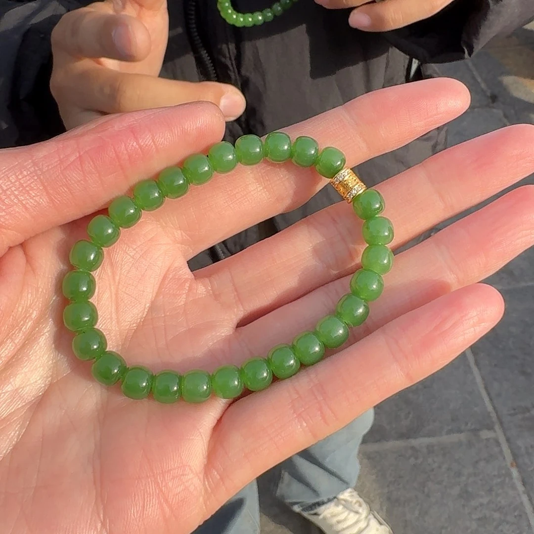 和田玉手串未镶嵌216赵哥卡7左右俄料