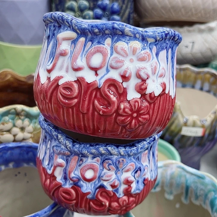 多肉绿植陶瓷花盆9.9包邮，有孔