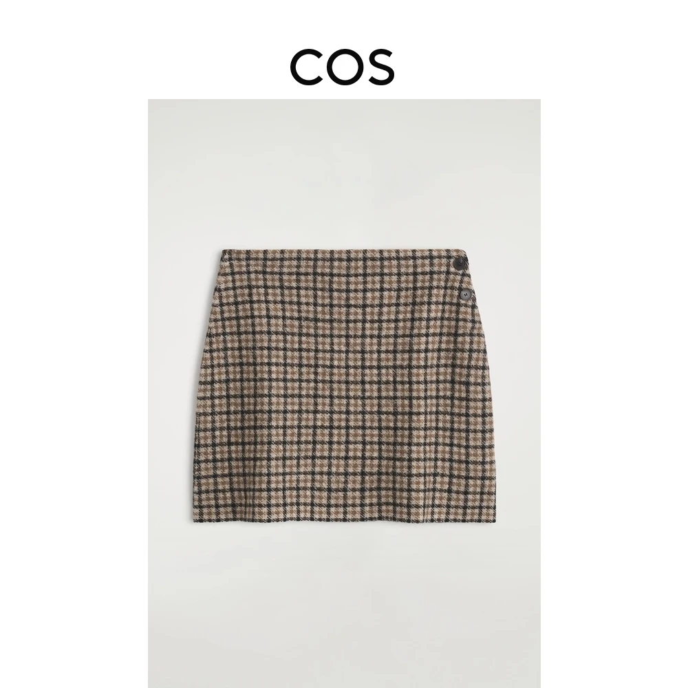 COS女装 标准版型美利奴羊毛迷你半身裙2025秋季新品1306123001