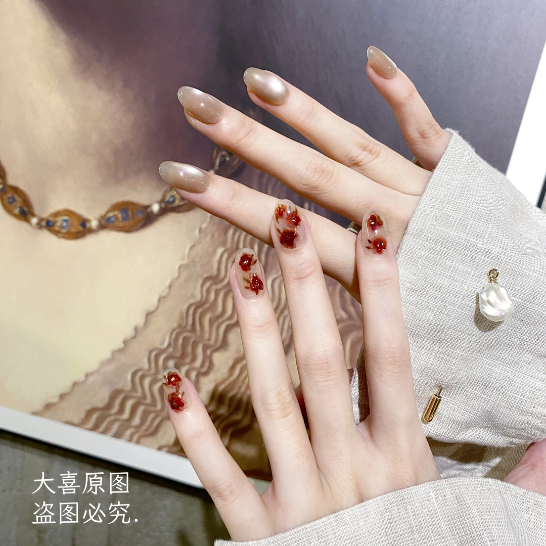 【红鸢尾】大喜原创手工穿戴甲显白纯手绘美甲高级感纯欲猫眼气质
