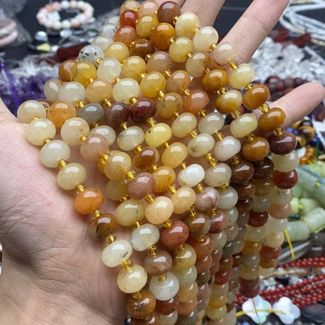 玛瑙/玉髓未镶嵌珠宝半成品一条天然8×12金丝玉胖隔片