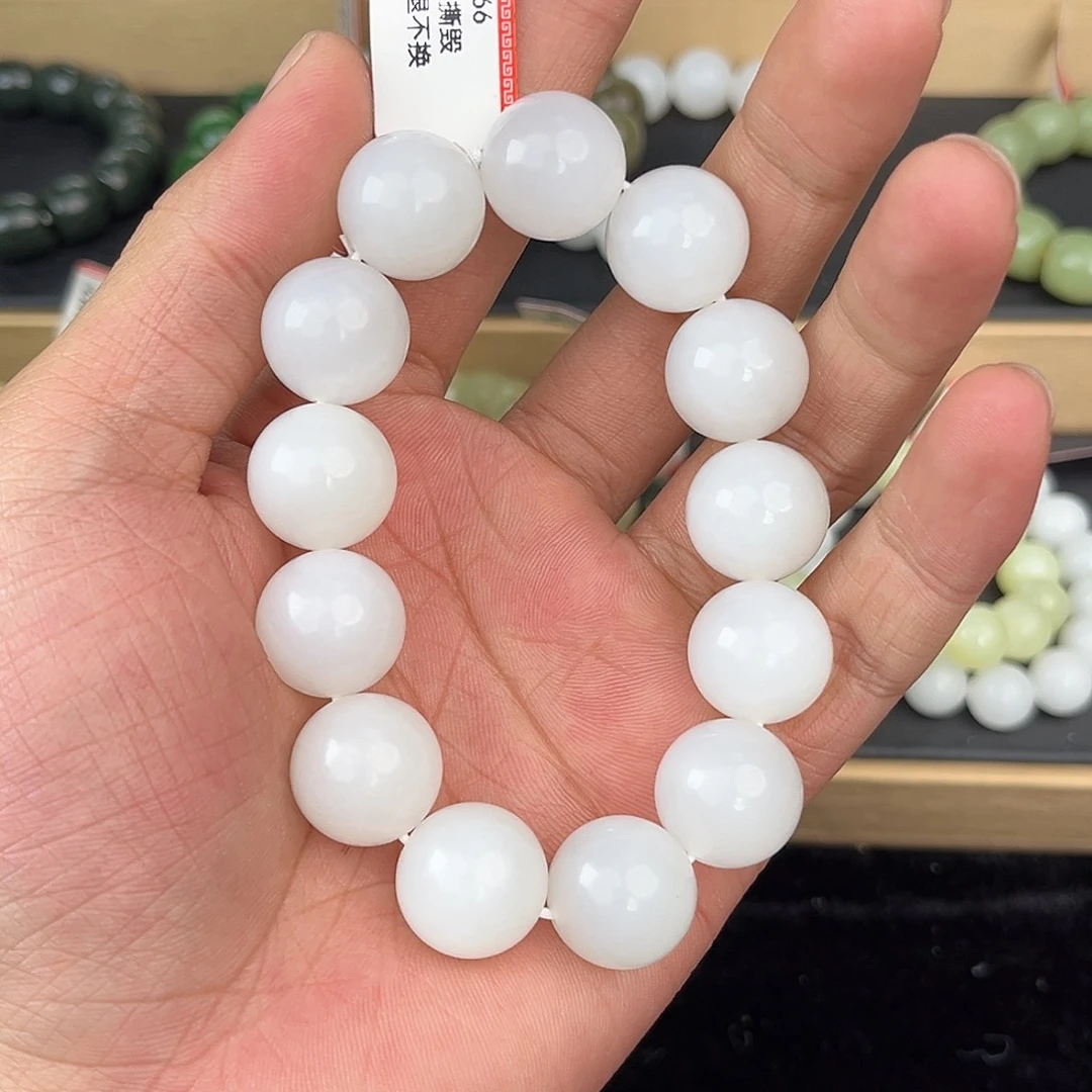 和田玉手串未镶嵌纯天然新疆和田玉且末天泰16mm