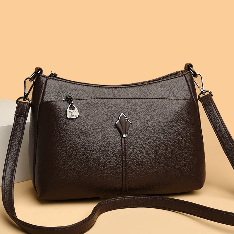 吉尼斯袋鼠包包女新款手提单肩包休闲轻奢妈妈包百搭真皮软皮斜挎