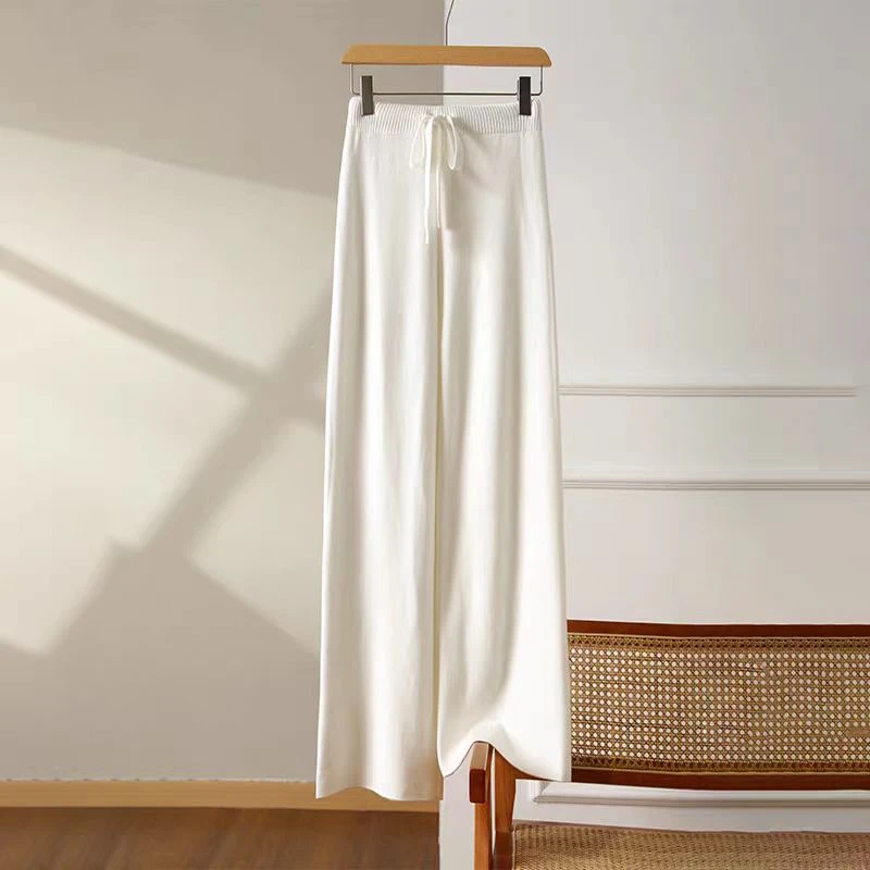 【无中缝】冬季新款窄版直筒裤加厚羊毛裤纯色裤高腰女裤麒麟