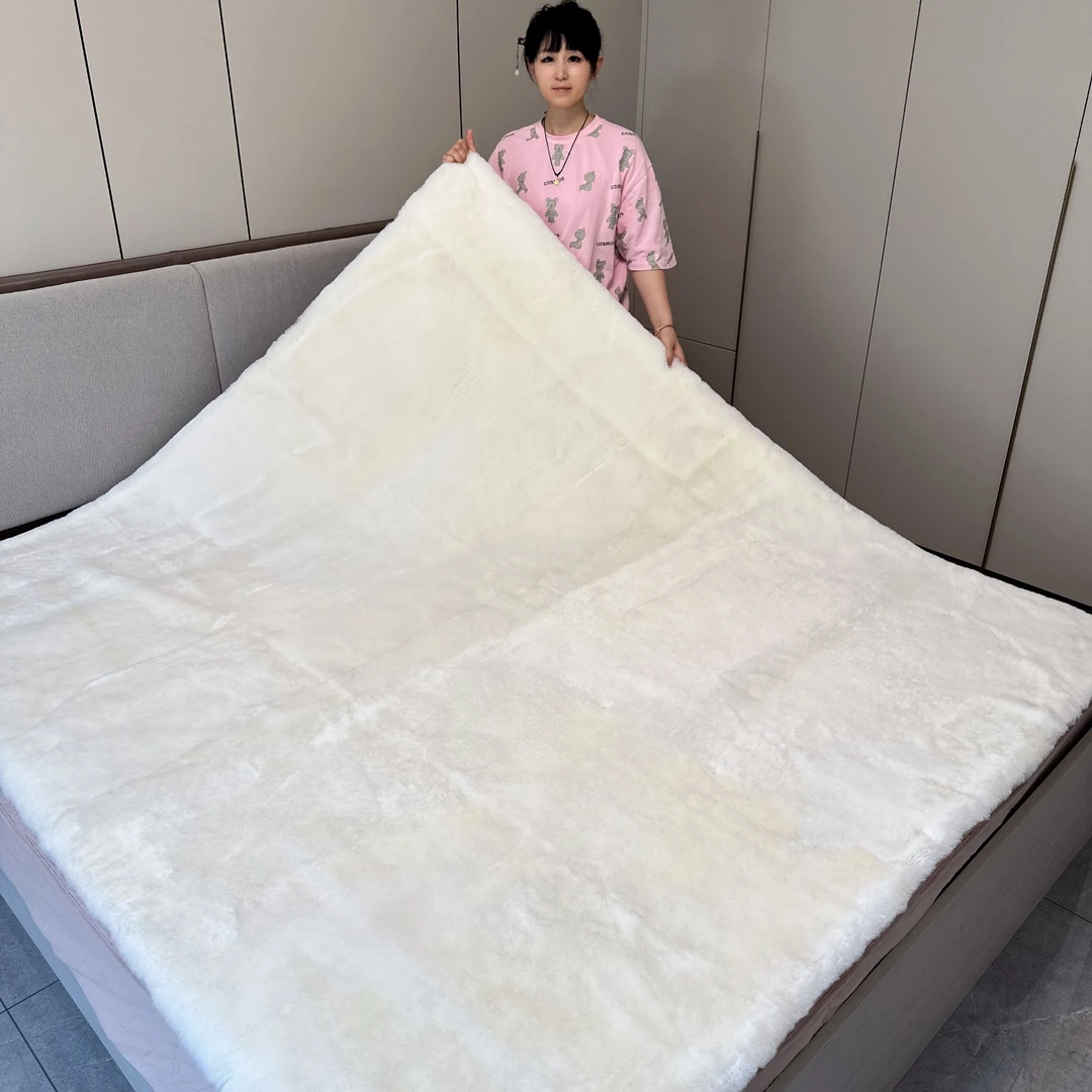 福利短毛羊剪绒羊皮褥子1.8*2米自然白色 羊毛被