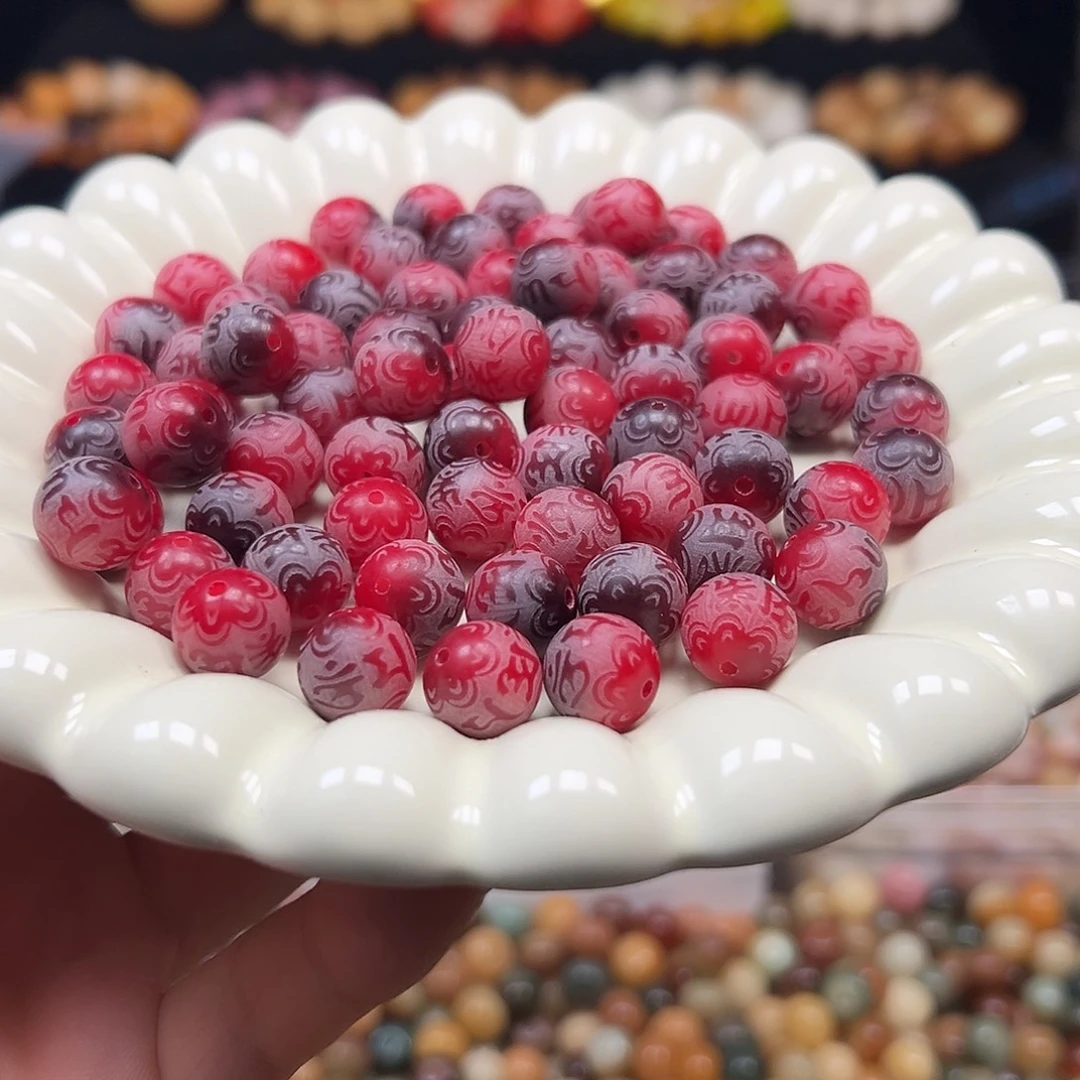 菩提根/象牙果手串卡12红飘六字108颗