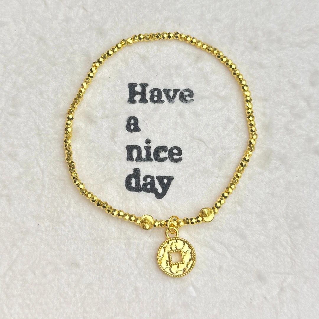 足金999碎冰钱币蹦迪珠手链 C2272001