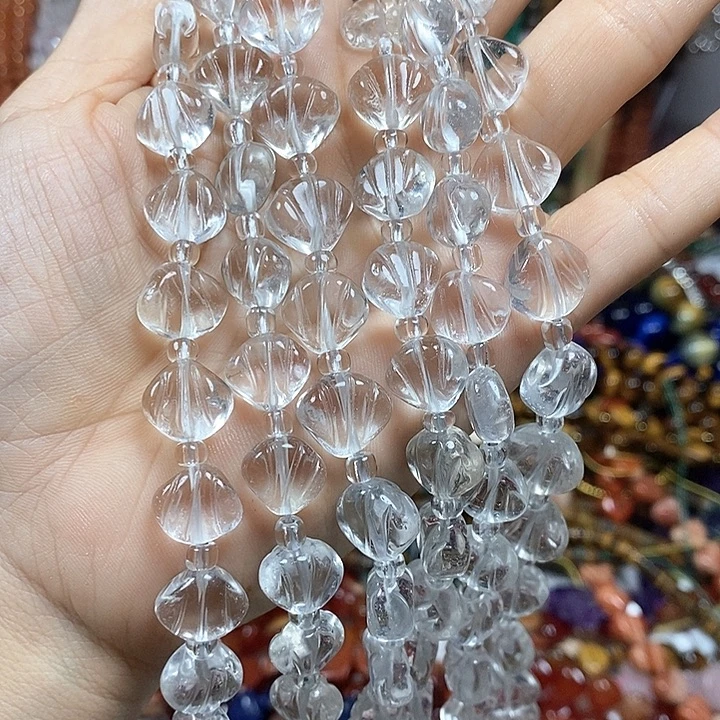 未镶嵌玛瑙/玉髓珠宝半成品天然白水晶扇贝卡12-13mm