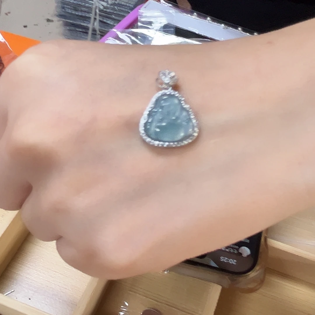 吊坠925银n水佛公s925银镶